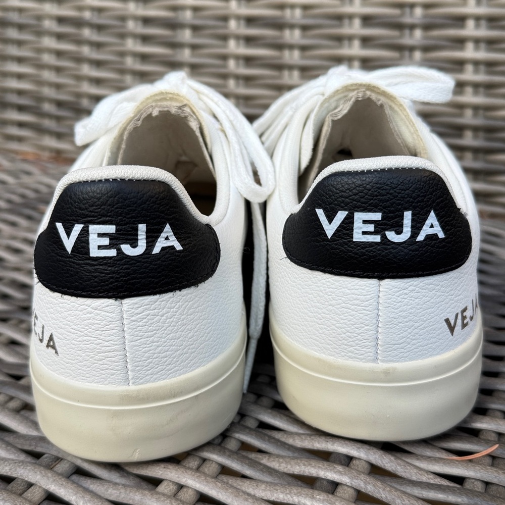 NEW Veja Chrome Free Leather Campo  Sneakers-Sz 38/7-Extra White-Black Logo- - Picture 11 of 16